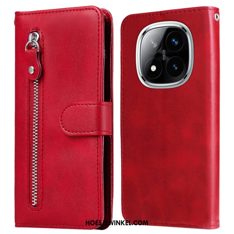 Flip Case Leren Xiaomi Redmi Note 14 Pro Plus 5g Vak Met Rits