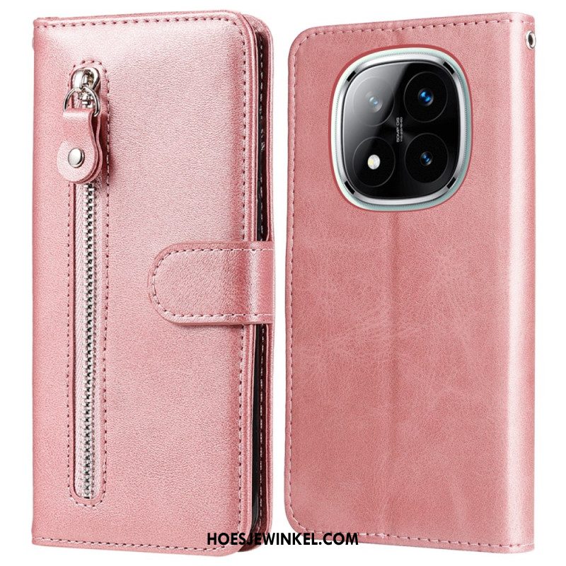 Flip Case Leren Xiaomi Redmi Note 14 Pro Plus 5g Vak Met Rits