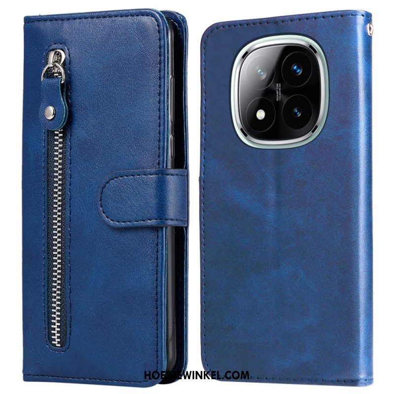 Flip Case Leren Xiaomi Redmi Note 14 Pro Plus 5g Vak Met Rits