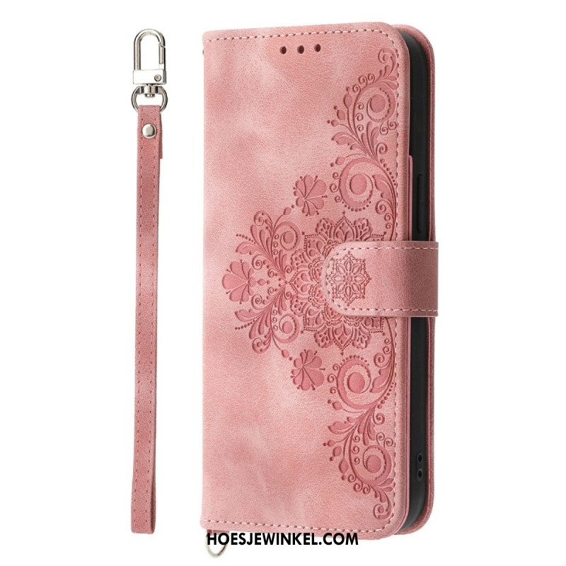 Flip Case Leren Xiaomi Redmi Note 15 Pro 5g Mandala Suède-effect Met Schouderbandje