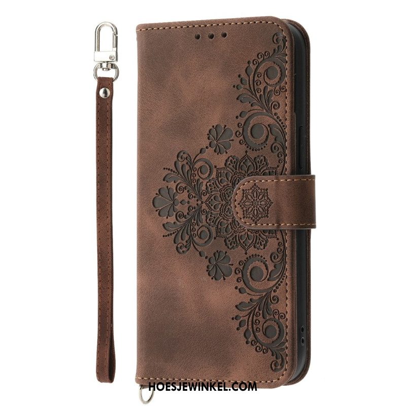 Flip Case Leren Xiaomi Redmi Note 15 Pro 5g Mandala Suède-effect Met Schouderbandje