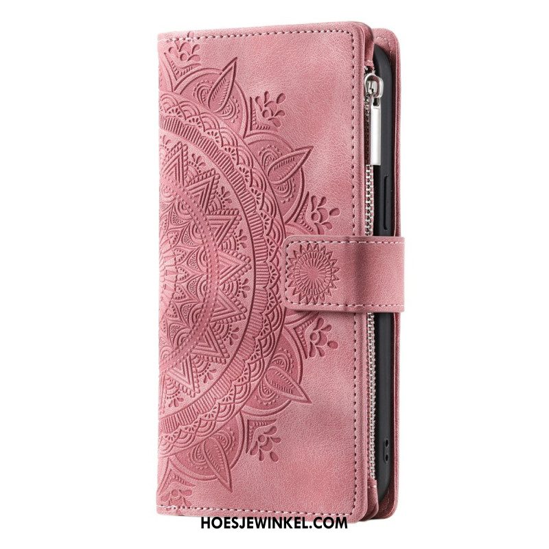Flip Case Leren Xiaomi Redmi Note 15 Pro 5g Portemonnee Met Mandala-bloemen Suède-effect