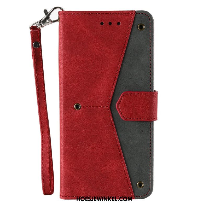 Flip Case Leren Xiaomi Redmi Note 15 Pro Plus 5g Tweekleurige Portemonnee Met Retro Bandje