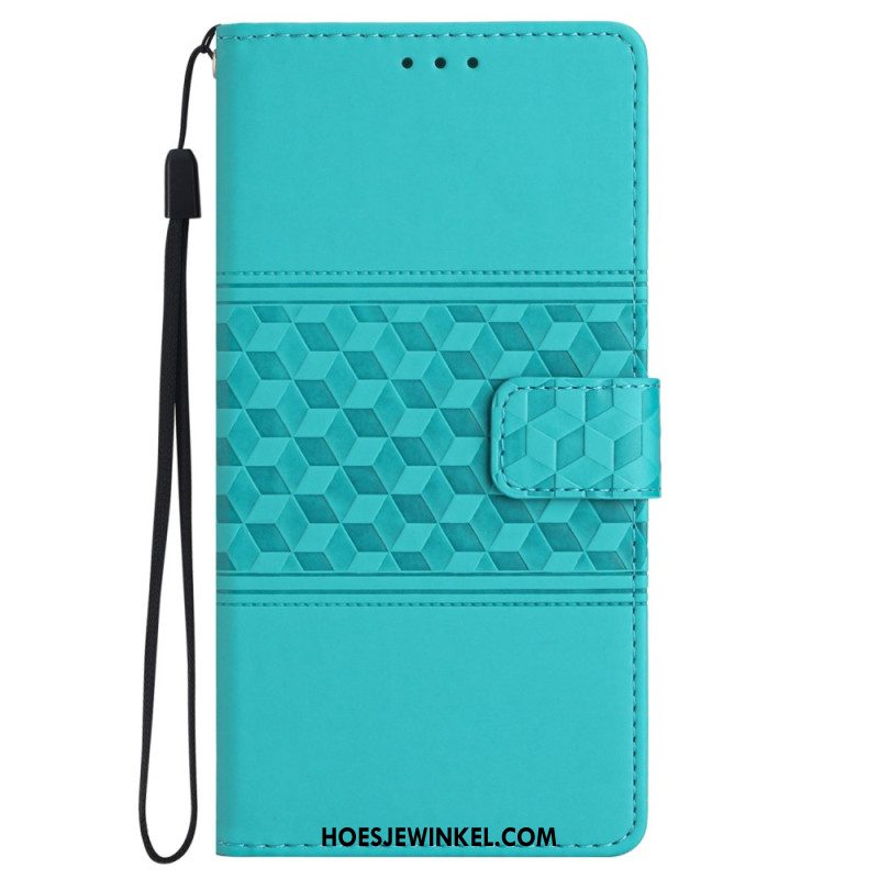 Flip Case Leren iPhone 16 Geometrisch Fries Met Bandje
