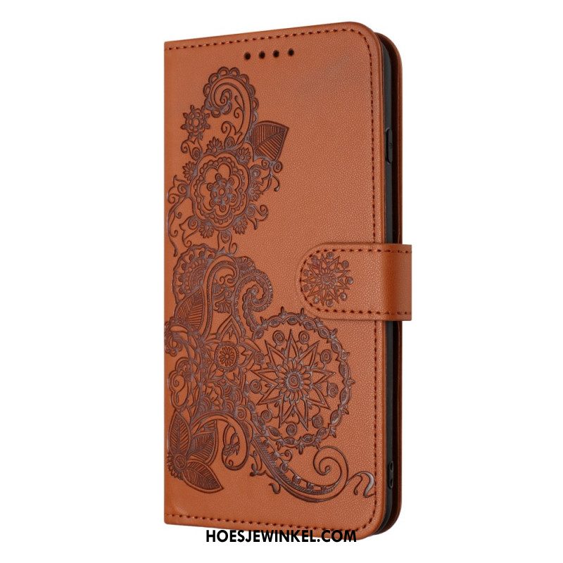 Flip Case Leren iPhone 17 Pro Max Bloemenkant