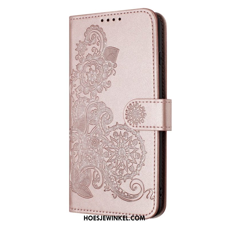 Flip Case Leren iPhone 17 Pro Max Bloemenkant