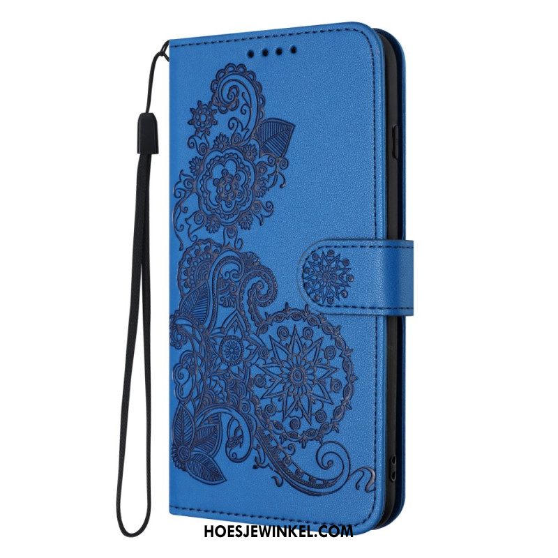 Flip Case Leren iPhone 17 Pro Max Bloemenkant