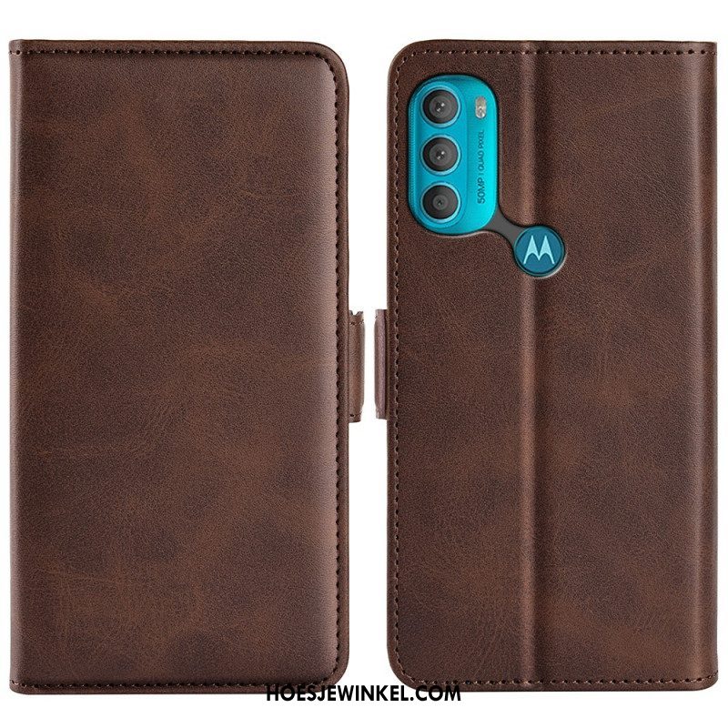 Flip Case voor Moto G71 5G Folio-hoesje Dubbele Klep