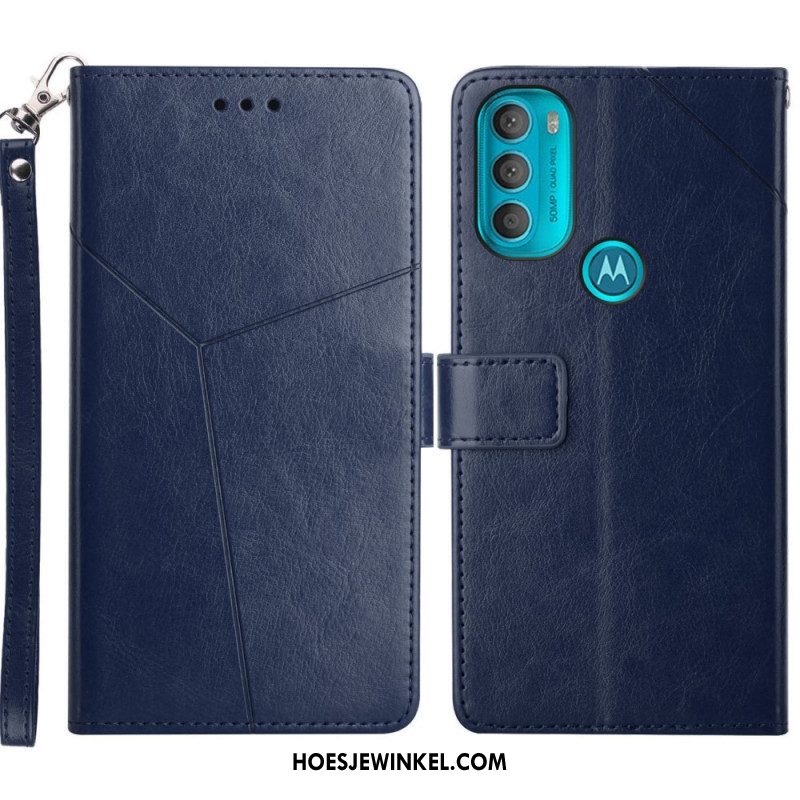 Flip Case voor Moto G71 5G Stijl Leer Geo Y Design