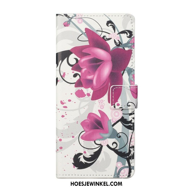 Flip Case voor OnePlus Nord 2 5G Tropische Bloemen