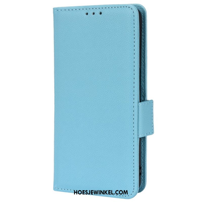 Flip Case voor Oppo A54 5G / A74 5G Litchi Lederen Dubbele Sluiting