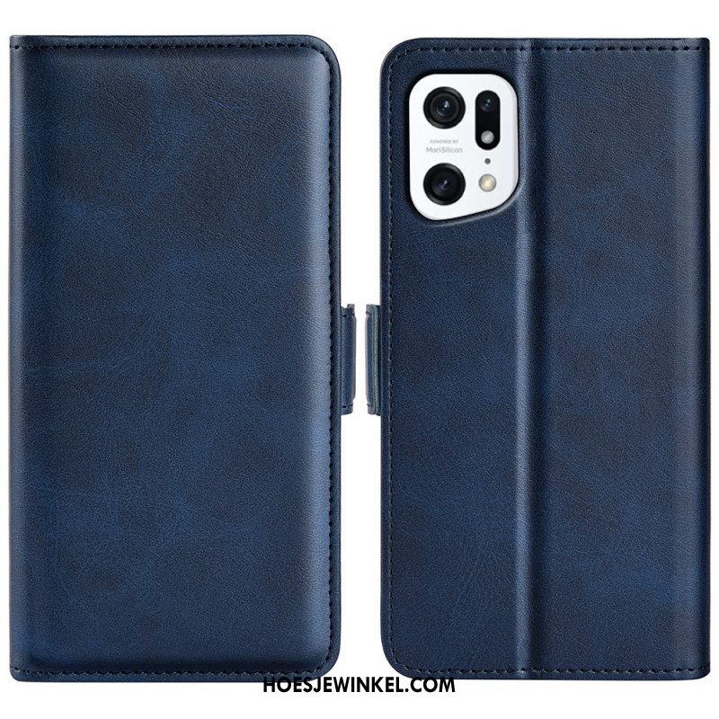 Flip Case voor Oppo Find X5 Folio-hoesje Dubbele Klep