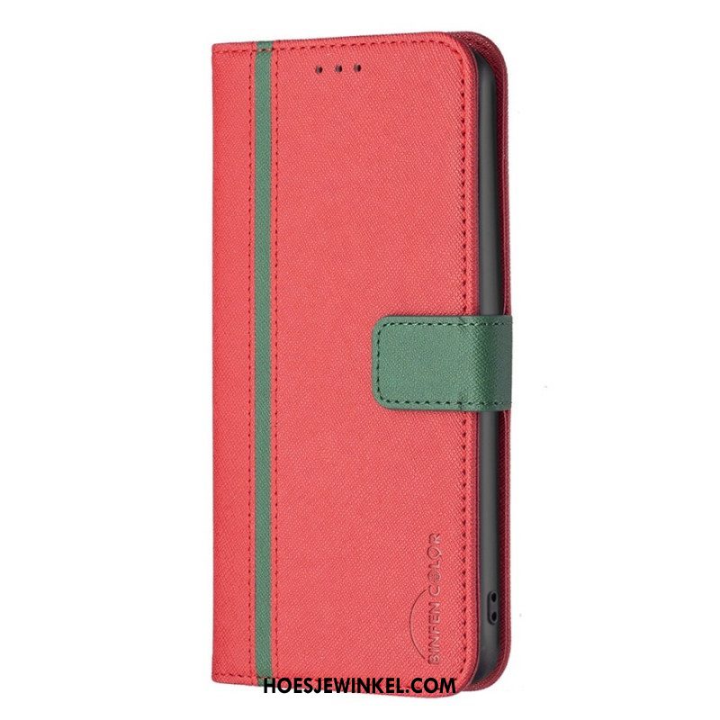 Flip Case voor Oppo Find X5 Lite Imitatieleer Tetxuré Binfen Kleur
