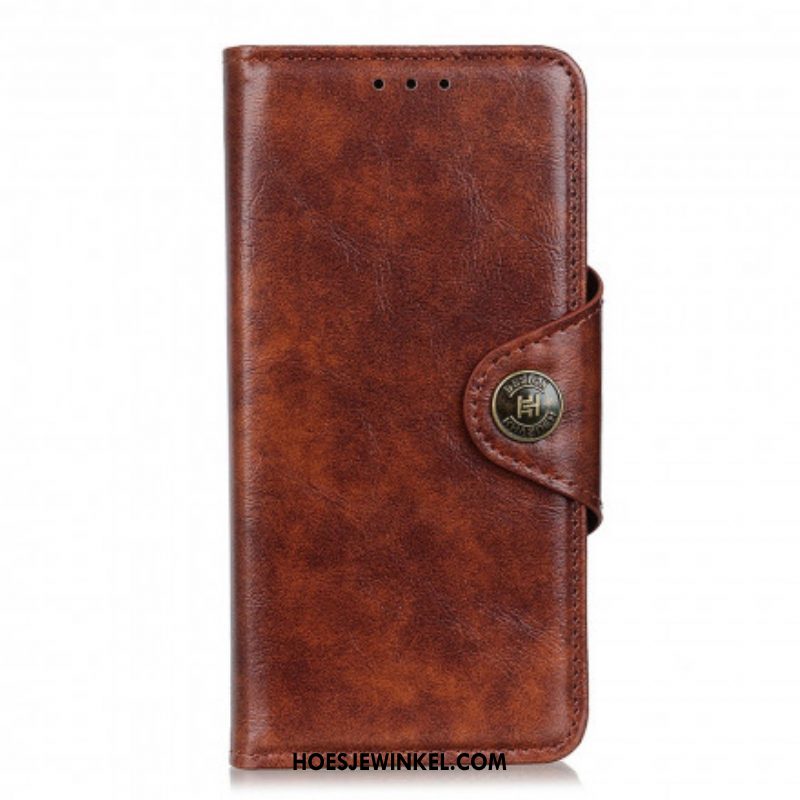 Flip Case voor Oppo Reno 6 5G Vintage Knop Van Imitatieleer