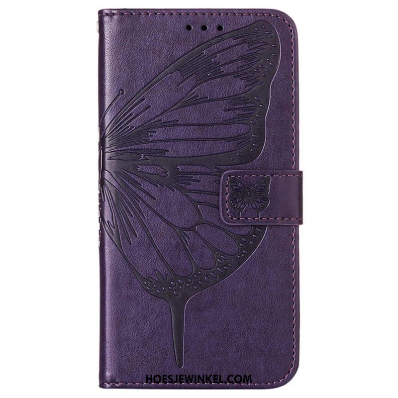 Flip Case voor Oppo Reno 8 Pro Met Ketting Barokke Strappy Vlinder