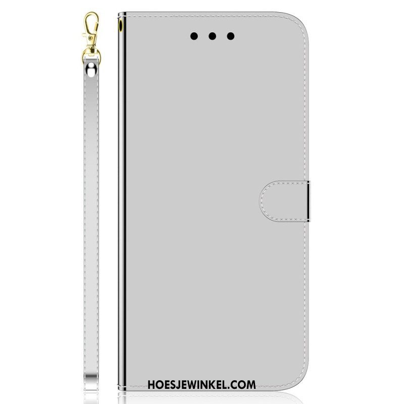 Flip Case voor Oppo Reno 8 Pro Spiegel En Lanyard