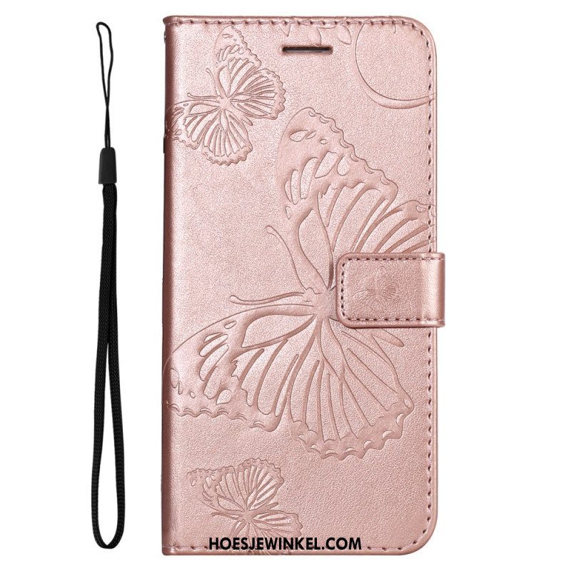 Flip Case voor Samsung Galaxy A53 5G Met Ketting Gigantische Riemvlinders