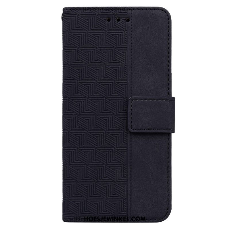 Flip Case voor Samsung Galaxy A54 5G Discrete Patronen En Riem