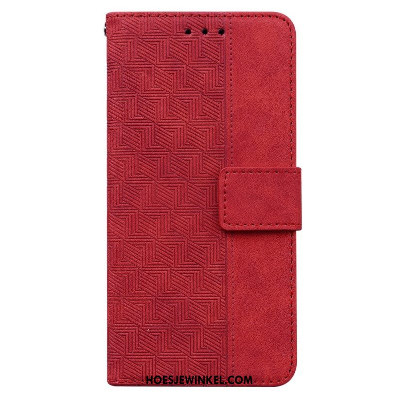 Flip Case voor Samsung Galaxy A54 5G Discrete Patronen En Riem