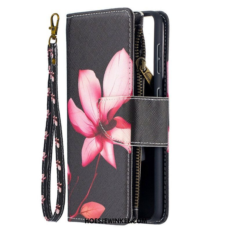 Flip Case voor Samsung Galaxy S21 5G Bloemzak Met Ritssluiting