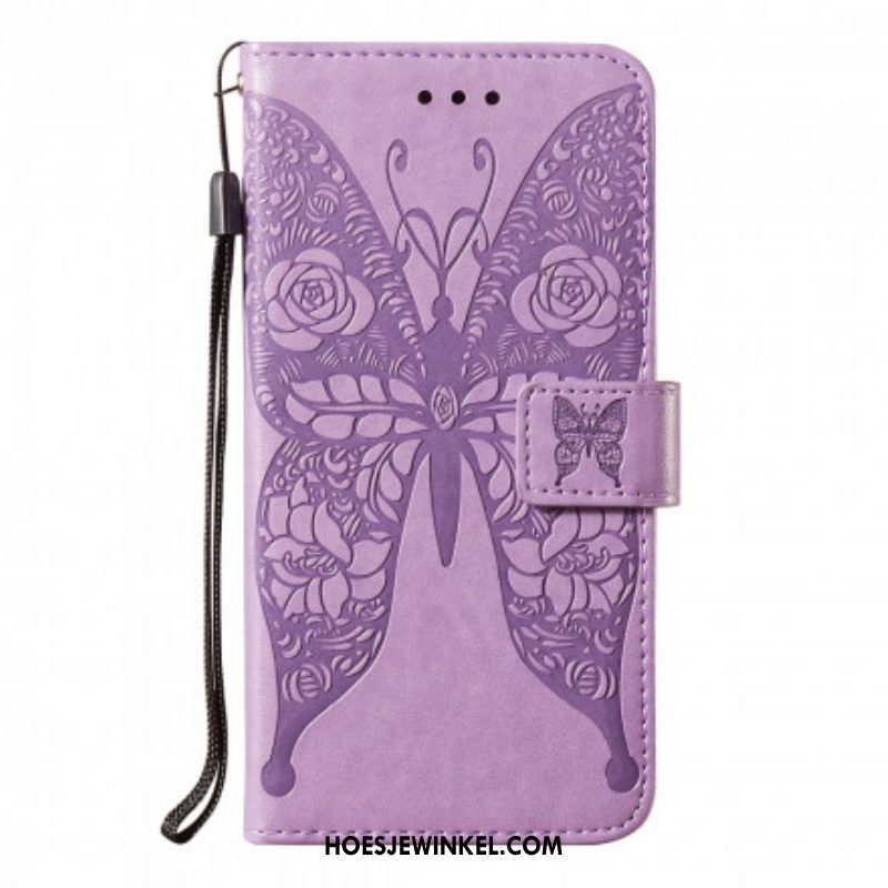 Flip Case voor Samsung Galaxy S21 5G Vlinder Bloemenpatroon