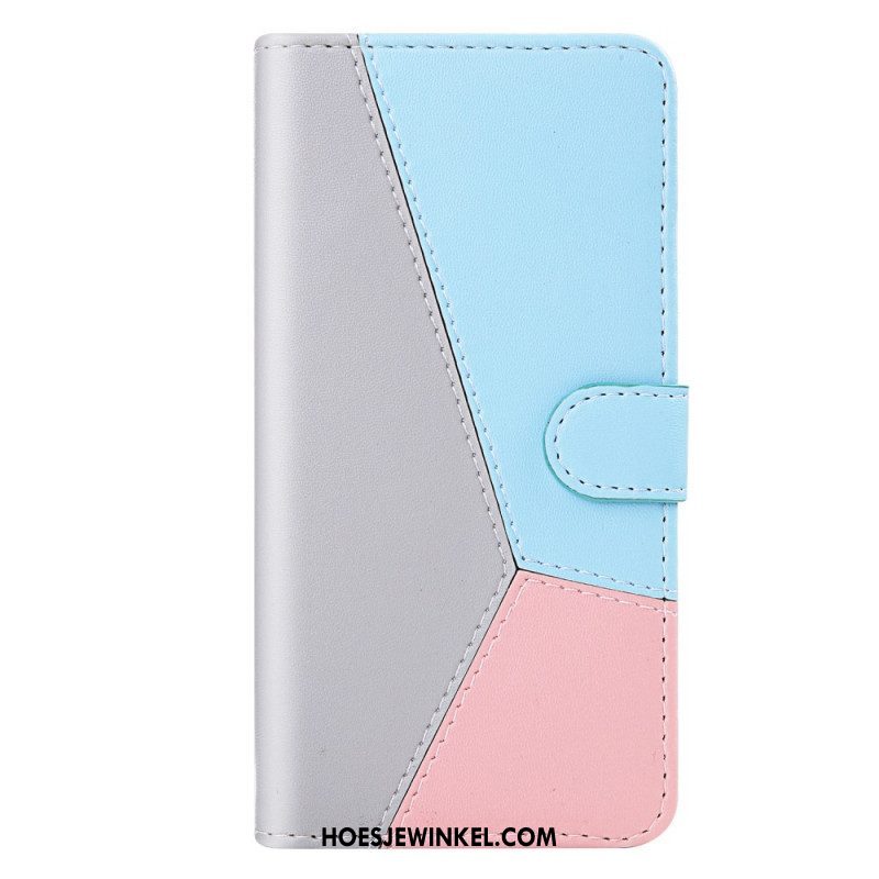 Flip Case voor Samsung Galaxy S22 5G Driekleurig Leereffect