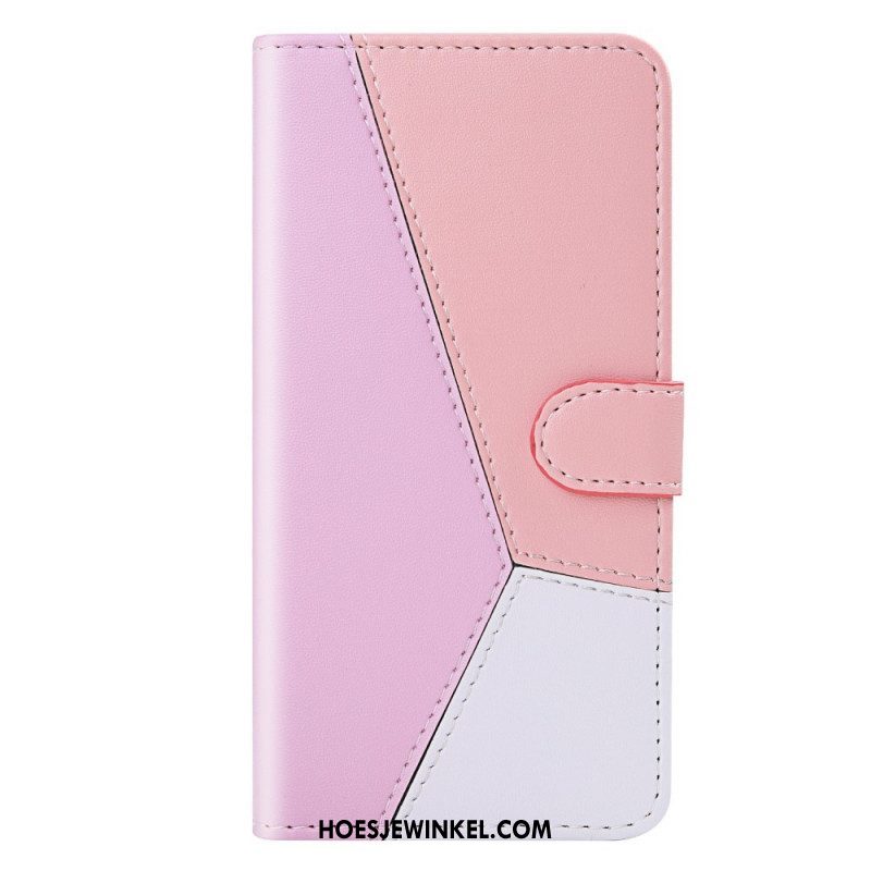 Flip Case voor Samsung Galaxy S22 5G Driekleurig Leereffect