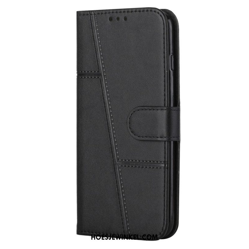 Flip Case voor Sony Xperia 10 IV Geometrische Lederen Stijl Met Riem