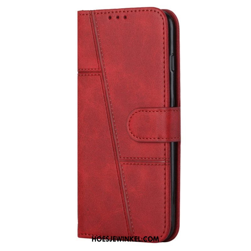 Flip Case voor Sony Xperia 10 IV Geometrische Lederen Stijl Met Riem