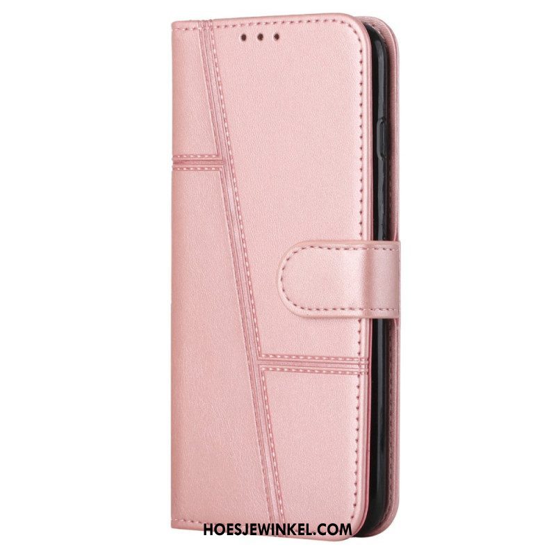 Flip Case voor Sony Xperia 10 IV Geometrische Lederen Stijl Met Riem