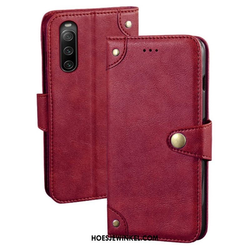 Flip Case voor Sony Xperia 10 IV Leerstijl Met Klinknagels Idewei