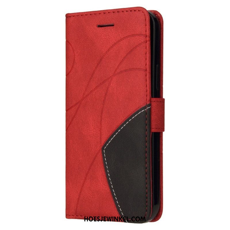 Flip Case voor Xiaomi 12T / 12T Pro Met Ketting Tweekleurige Riem