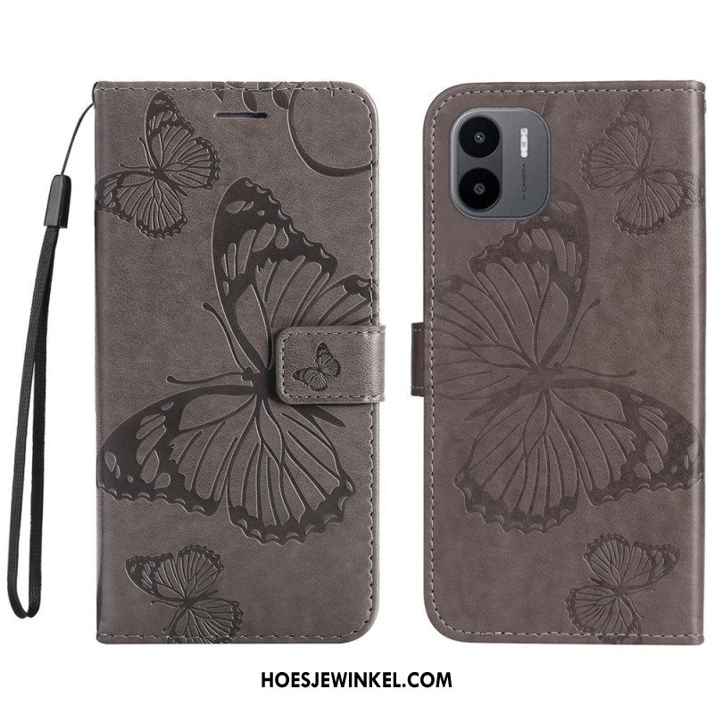 Flip Case voor Xiaomi Redmi A1 Met Ketting Gigantische Riemvlinders