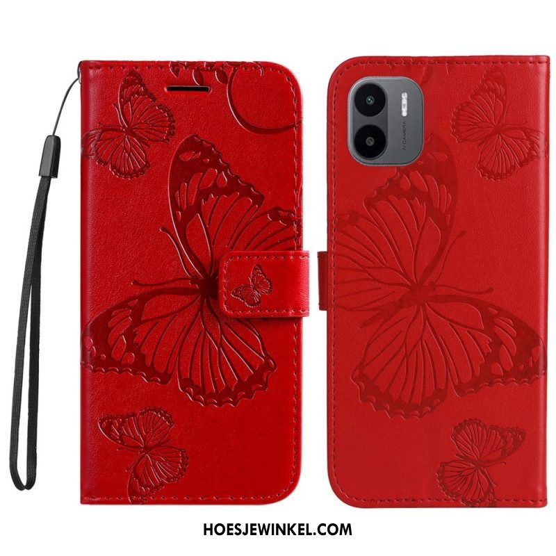 Flip Case voor Xiaomi Redmi A1 Met Ketting Gigantische Riemvlinders