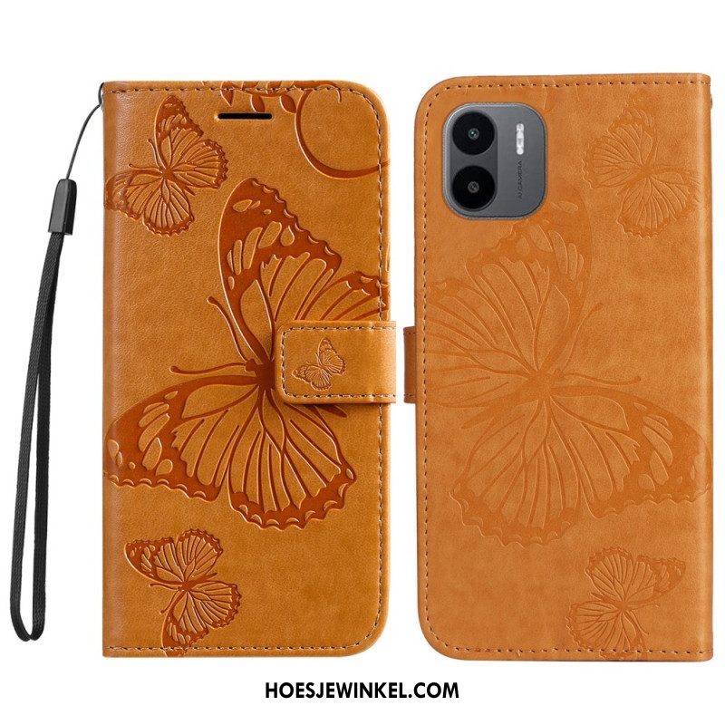 Flip Case voor Xiaomi Redmi A1 Met Ketting Gigantische Riemvlinders