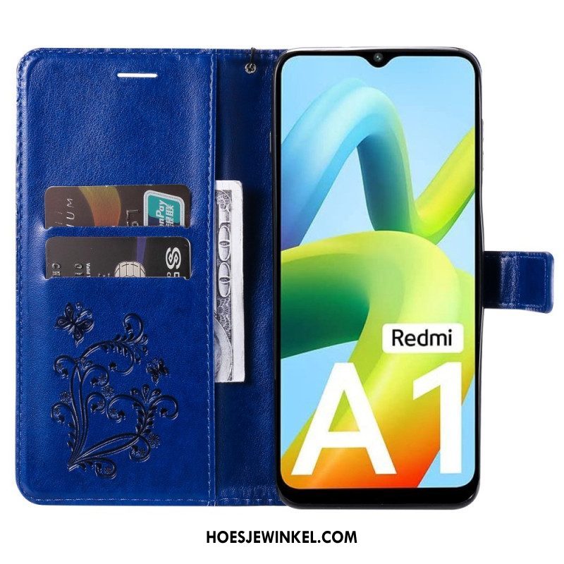 Flip Case voor Xiaomi Redmi A1 Met Ketting Gigantische Riemvlinders