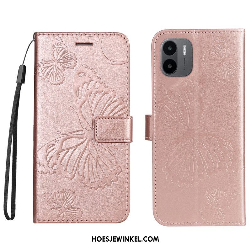 Flip Case voor Xiaomi Redmi A1 Met Ketting Gigantische Riemvlinders