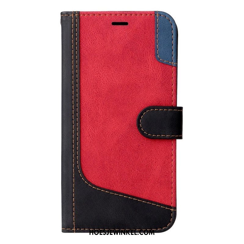 Flip Case voor Xiaomi Redmi Note 12 5G Met Ketting Driekleurige Riem