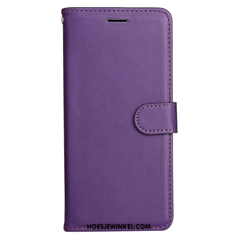 Flip Case voor Xiaomi Redmi Note 12 5G Met Ketting Effen Met Bandje