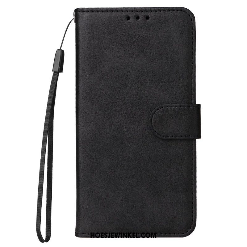 Flip Case voor Xiaomi Redmi Note 12 5G Met Ketting Effen Met Bandje