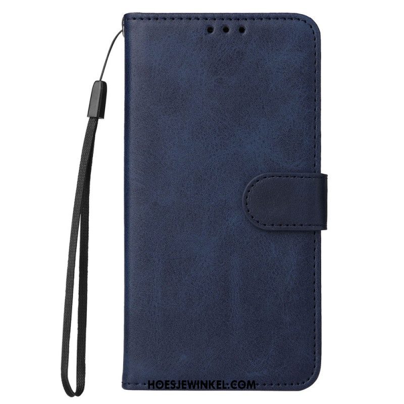 Flip Case voor Xiaomi Redmi Note 12 5G Met Ketting Effen Met Bandje