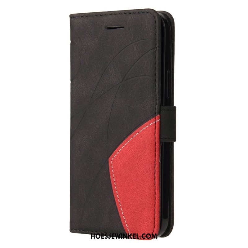 Flip Case voor Xiaomi Redmi Note 12 5G Met Ketting Tweekleurige Riem