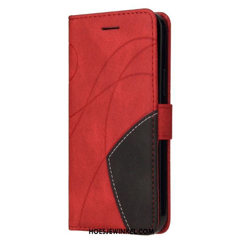 Flip Case voor Xiaomi Redmi Note 12 5G Met Ketting Tweekleurige Riem