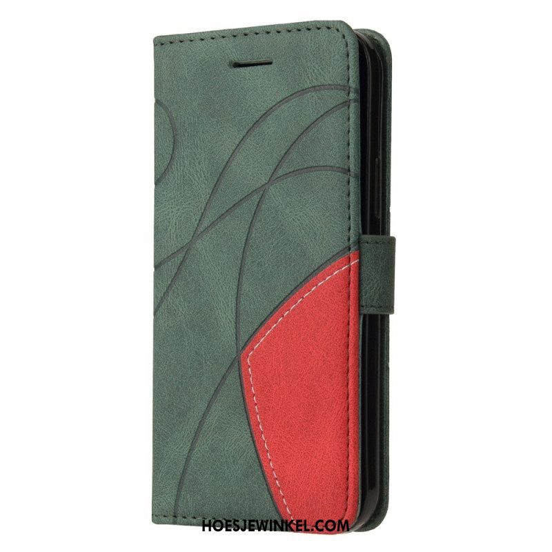 Flip Case voor Xiaomi Redmi Note 12 5G Met Ketting Tweekleurige Riem