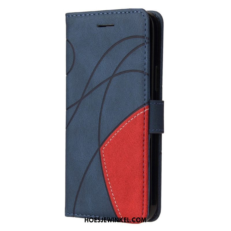 Flip Case voor Xiaomi Redmi Note 12 5G Met Ketting Tweekleurige Riem