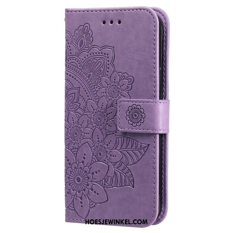 Flip Case voor Xiaomi Redmi Note 12 Pro Met Ketting Riem Bloem Mandala