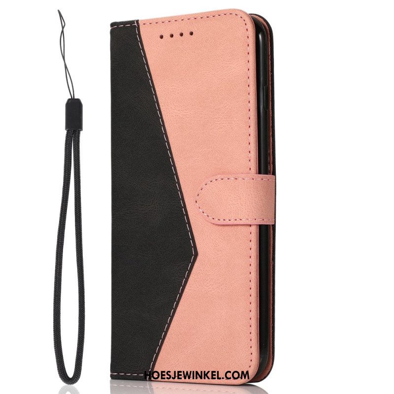 Flip Case voor Xiaomi Redmi Note 12 Pro Met Ketting Tweekleurige Riem