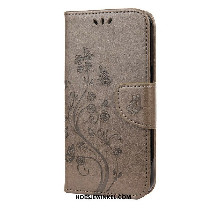 Flip Case voor iPhone 13 Pro Met Ketting Strakke Bloemen