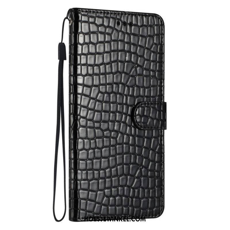 Flip Case voor iPhone 15 Plus Krokodilstijl Met Riem