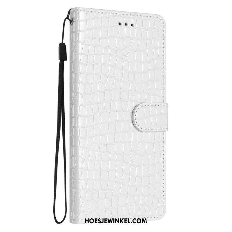 Flip Case voor iPhone 15 Plus Krokodilstijl Met Riem